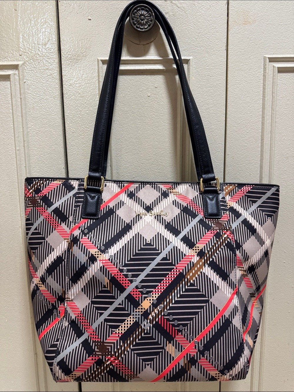 Vera Bradley Ella Tote Sofia Plaid  - Genuine Leather Trim